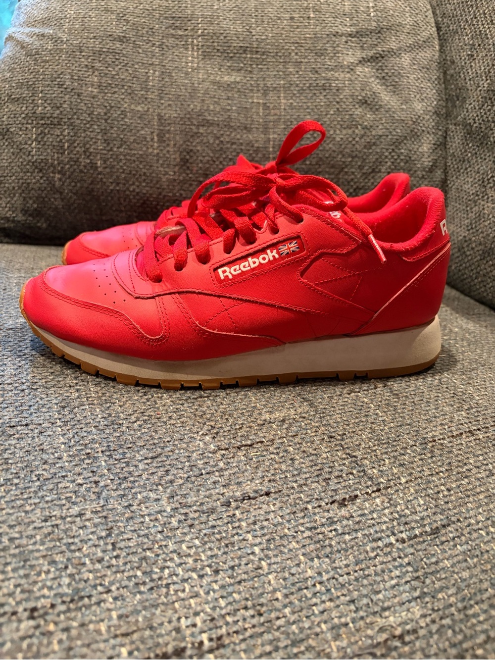 Reebok Men’s Red Classic Sneaker with Gum Sole